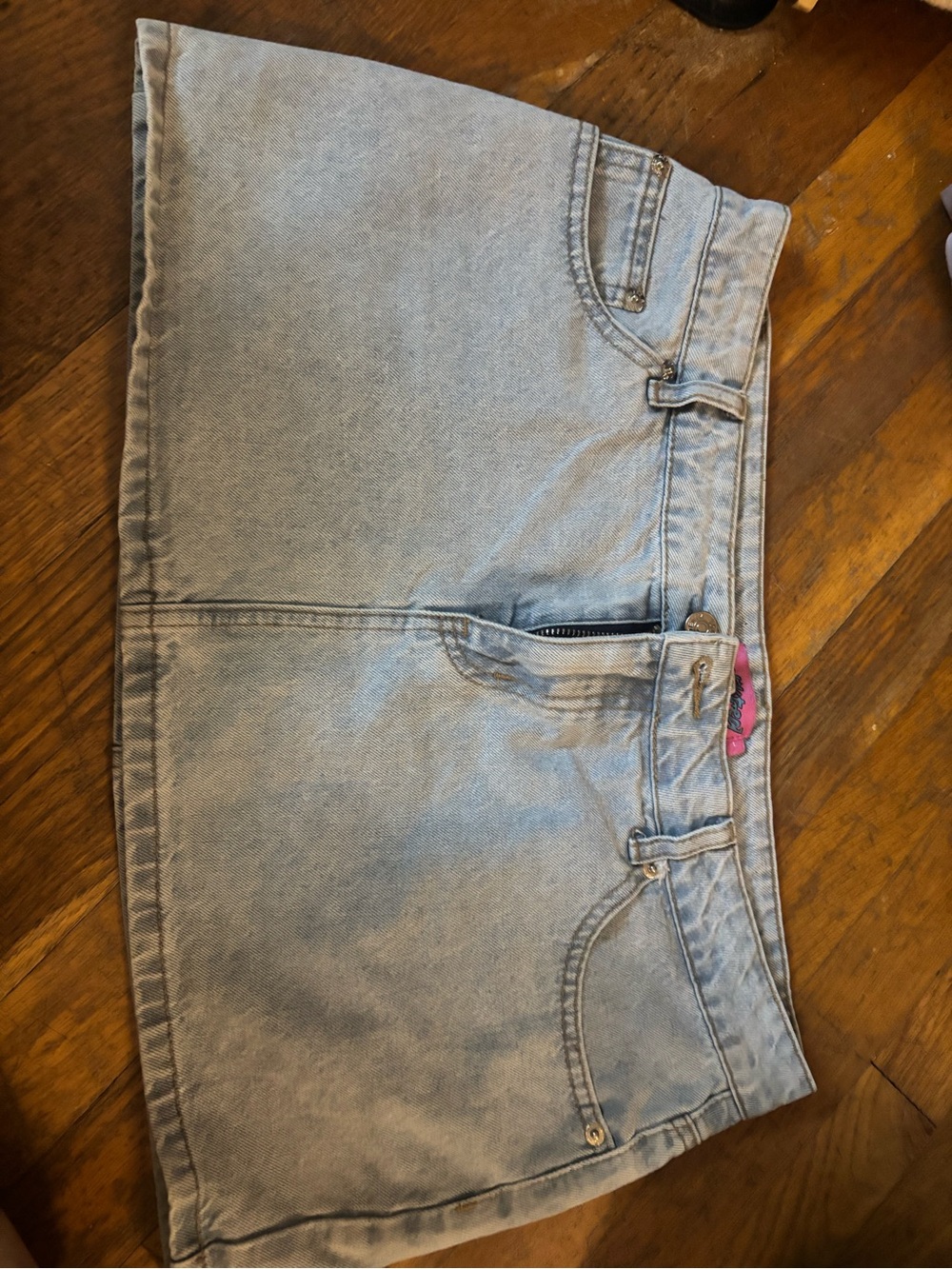 Edikted Light Blue Denim Mini Skirt - Women Jeans